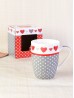 Heart Print Mug Set (set of 4) 350ml (12oz)